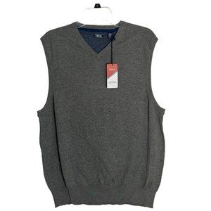 Mens Izod Heritage Essentials Fieldhouse Sweater Vest Size Large Gray. New